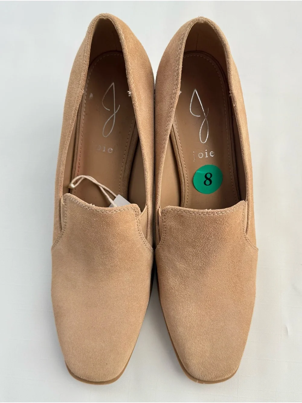 JOIE Wevenly Tan Suede Block Heel Loafer Pumps Size 8